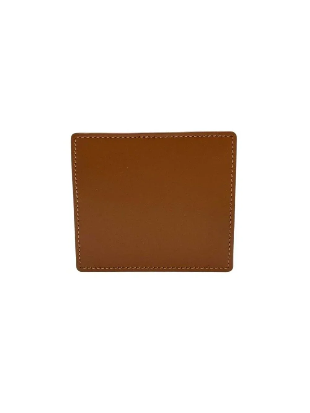 Celine Macadam Pattern Triomphe Compact Wallet Fold Mini Leather Camel Brown